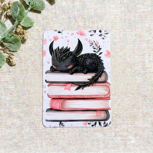 Sleepy Dragon Kindle Insert | Cozy Book Stack Fantasy E-Reader Skin