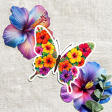 Tropical Hibiscus Butterfly Sticker Bundle — 3 Stickers by The Sticker Era