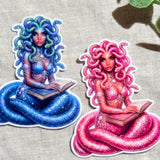 Bookish Medusa Sticker Set of 2, Reading Gorgon Waterproof Vinyl for Kindle & Laptop by The Sticker Era