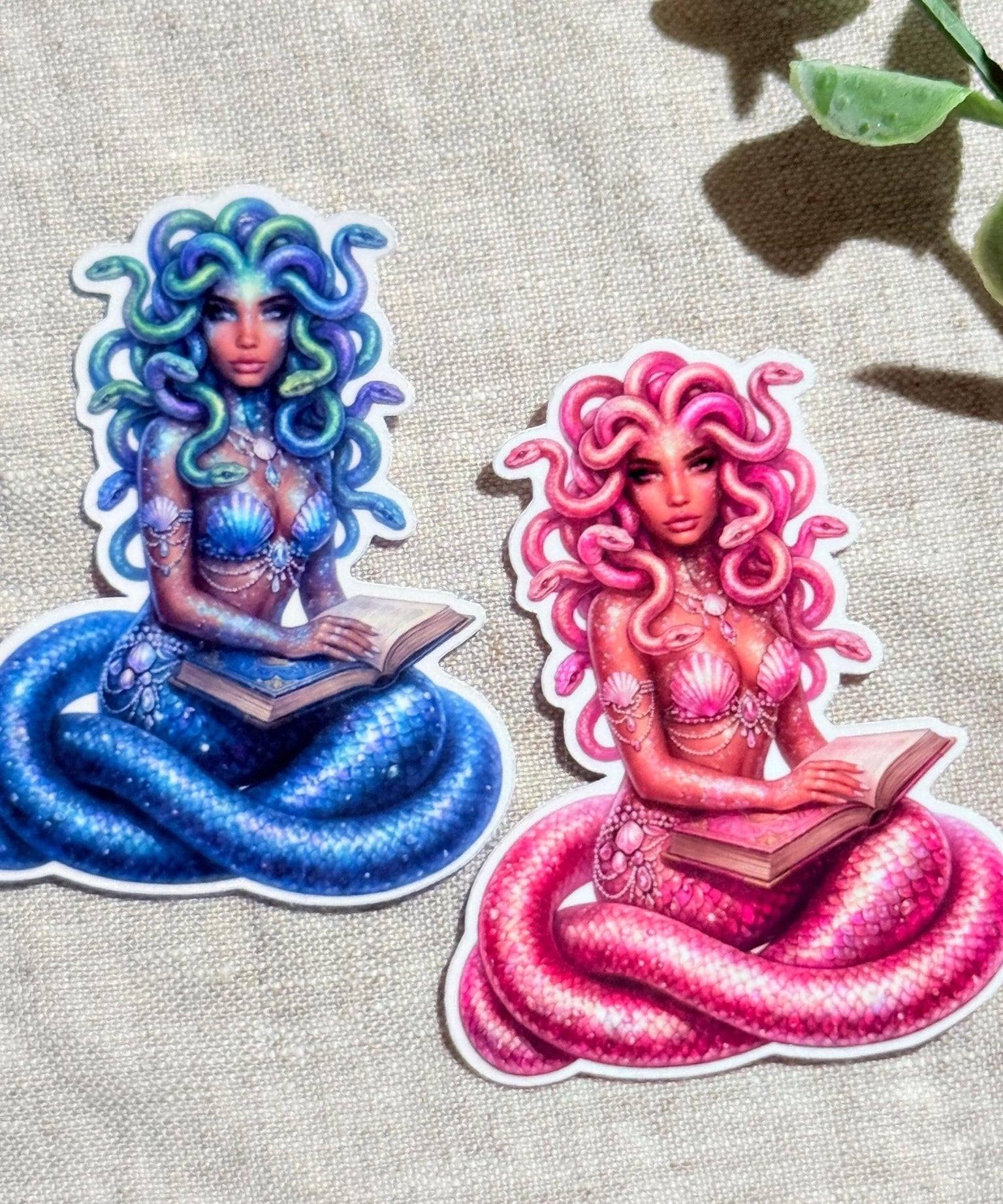 Bookish Medusa Sticker Set of 2, Reading Gorgon Waterproof Vinyl for Kindle & Laptop by The Sticker Era