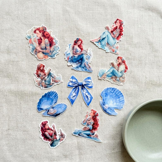 Tattooed Mermaid Sticker Pack: Waterproof Vinyl Decals for Laptop, Water Bottle by The Sticker Era