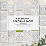 Geometric coloring pages — 118 abstract designs for stress relief, PDF digital download