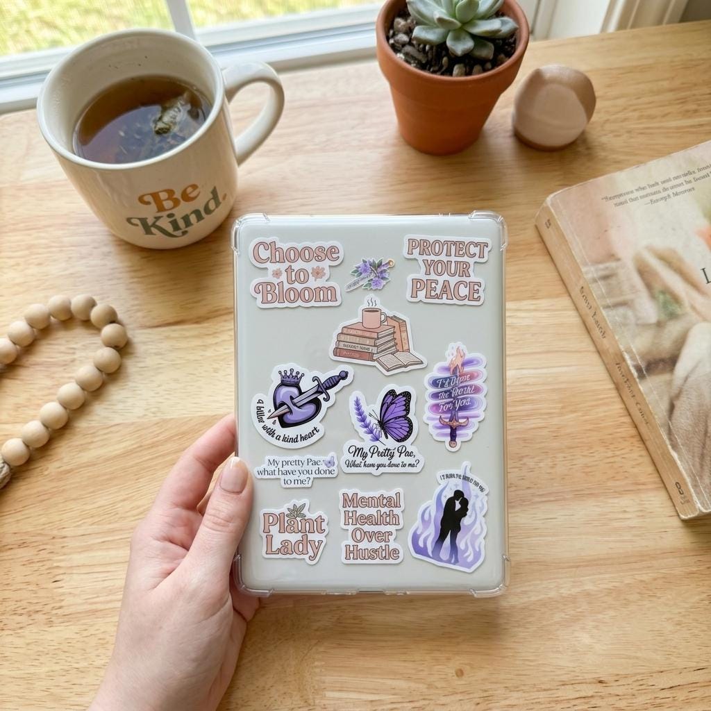 Book Boyfriend Sticker Pack, 12 Waterproof Vinyl Kindle Decals by The Sticker Era