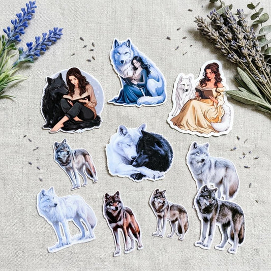 Wolf Sticker Pack, Realistic & Bookish Vinyl Decals, Waterproof for Kindle, Laptop, Water Bottle by The Sticker Era