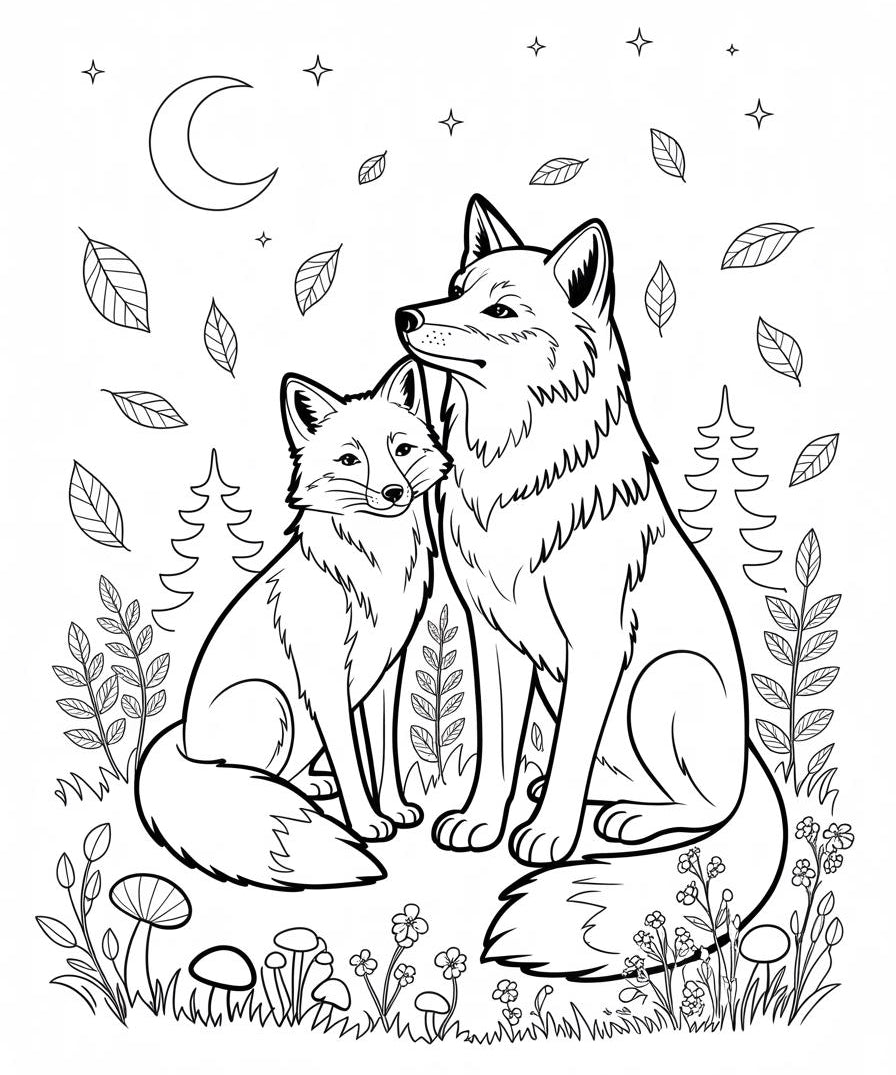 Fox Coloring Pages for Adults | 10 Printable Forest Fantasy PDF by The Sticker Era