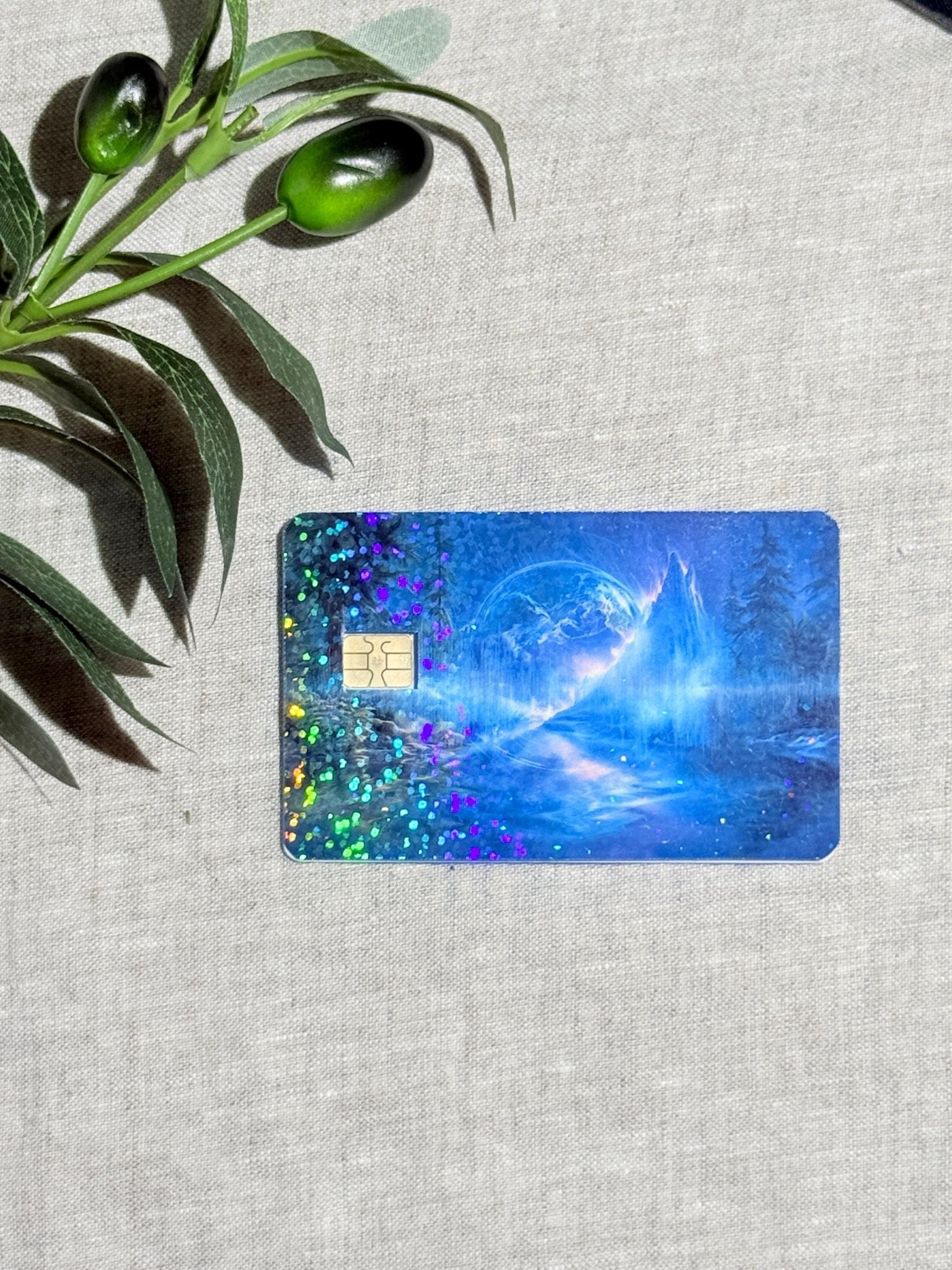 Holographic Mountain Card Skin – Mystic Nature Debit Card Skin – Sticker Era by The Sticker Era