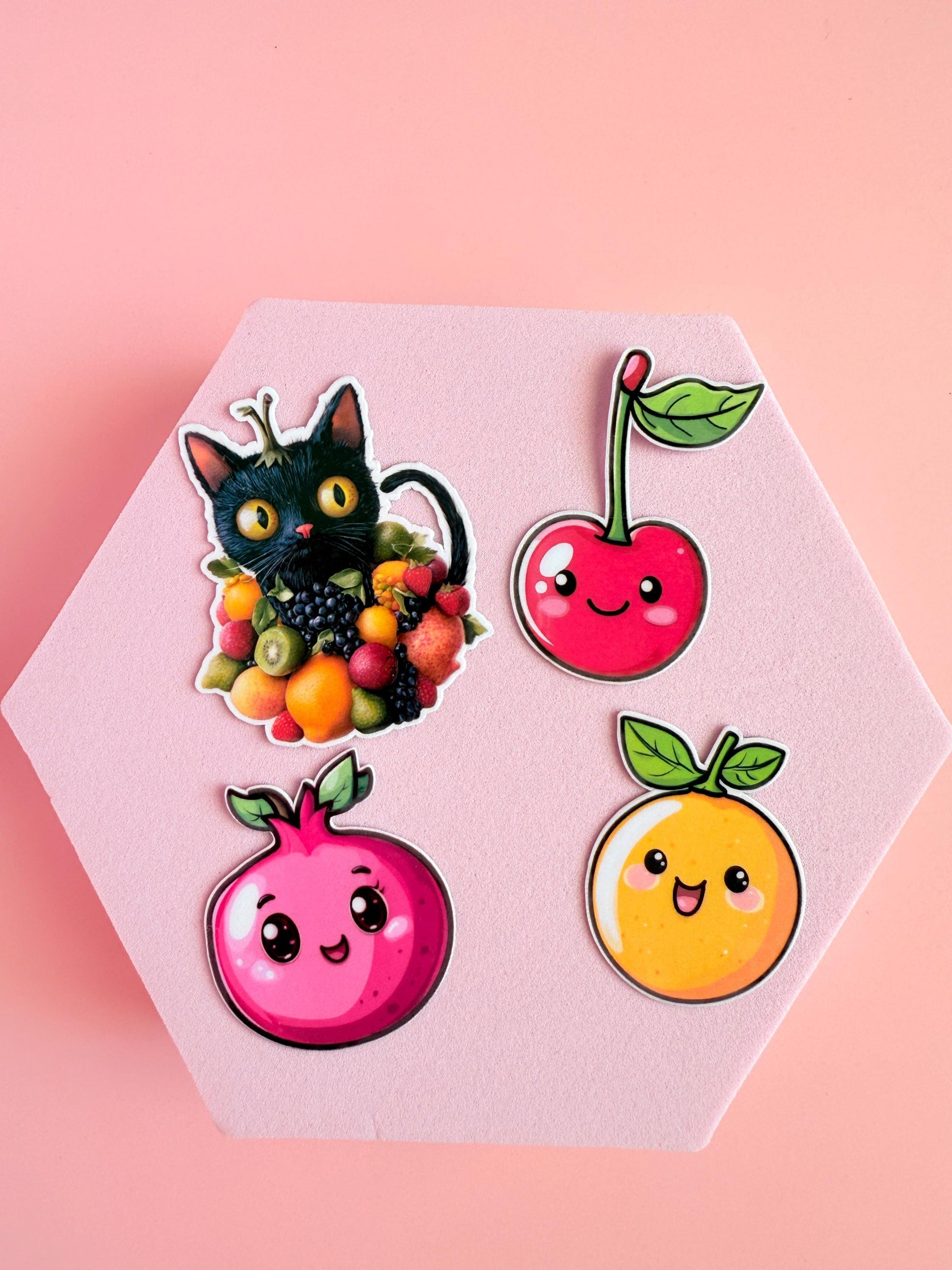 kawaii fruits sticker Bundle – Cute Kawaii Fruit & Cat Stickers | Aesthetic Vinyl Stickers for Journals, Water Bottles, Planners| summer| __etsy:6910225458