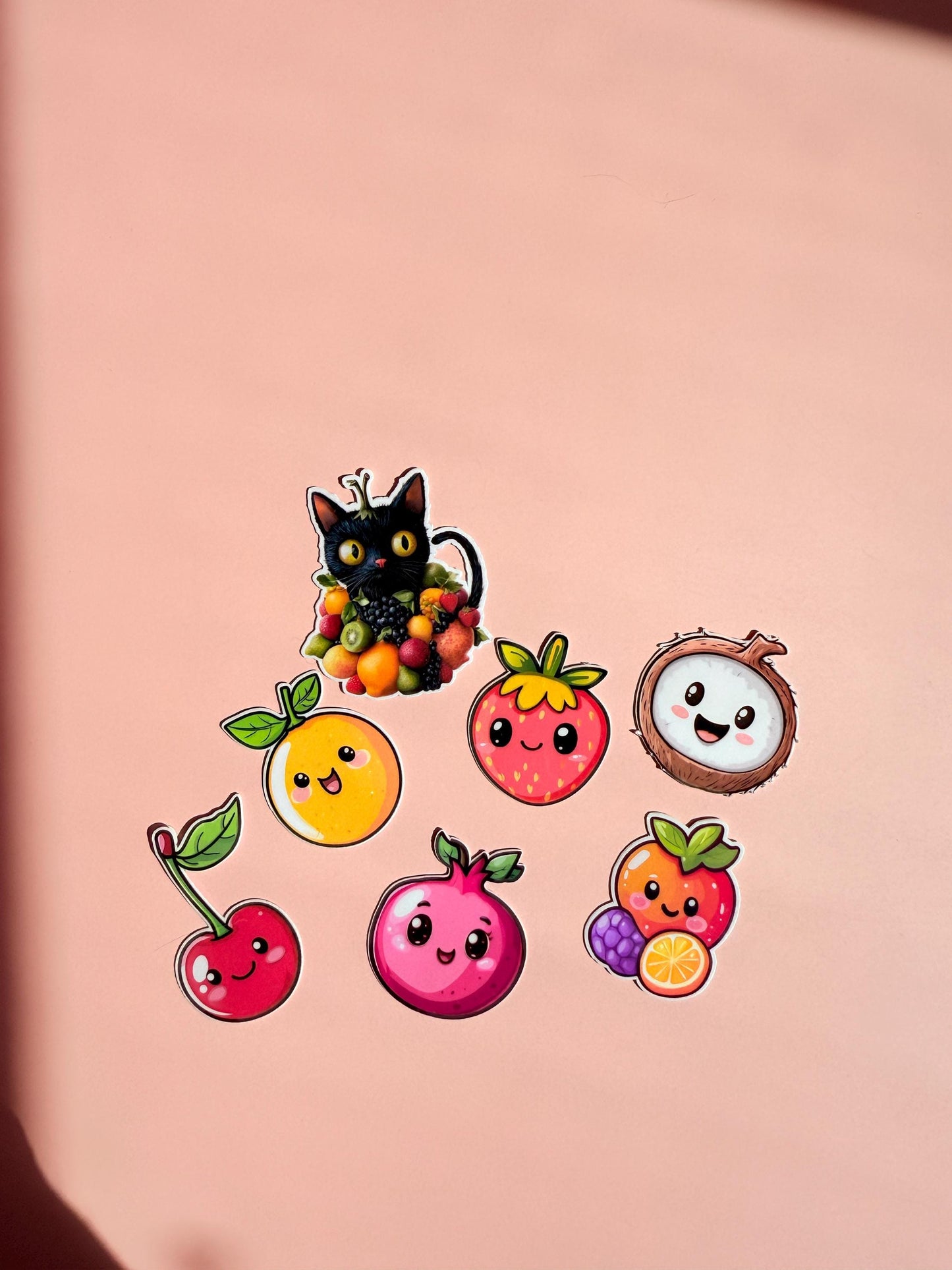 kawaii fruits sticker Bundle – Cute Kawaii Fruit & Cat Stickers | Aesthetic Vinyl Stickers for Journals, Water Bottles, Planners| summer| __etsy:6958197689