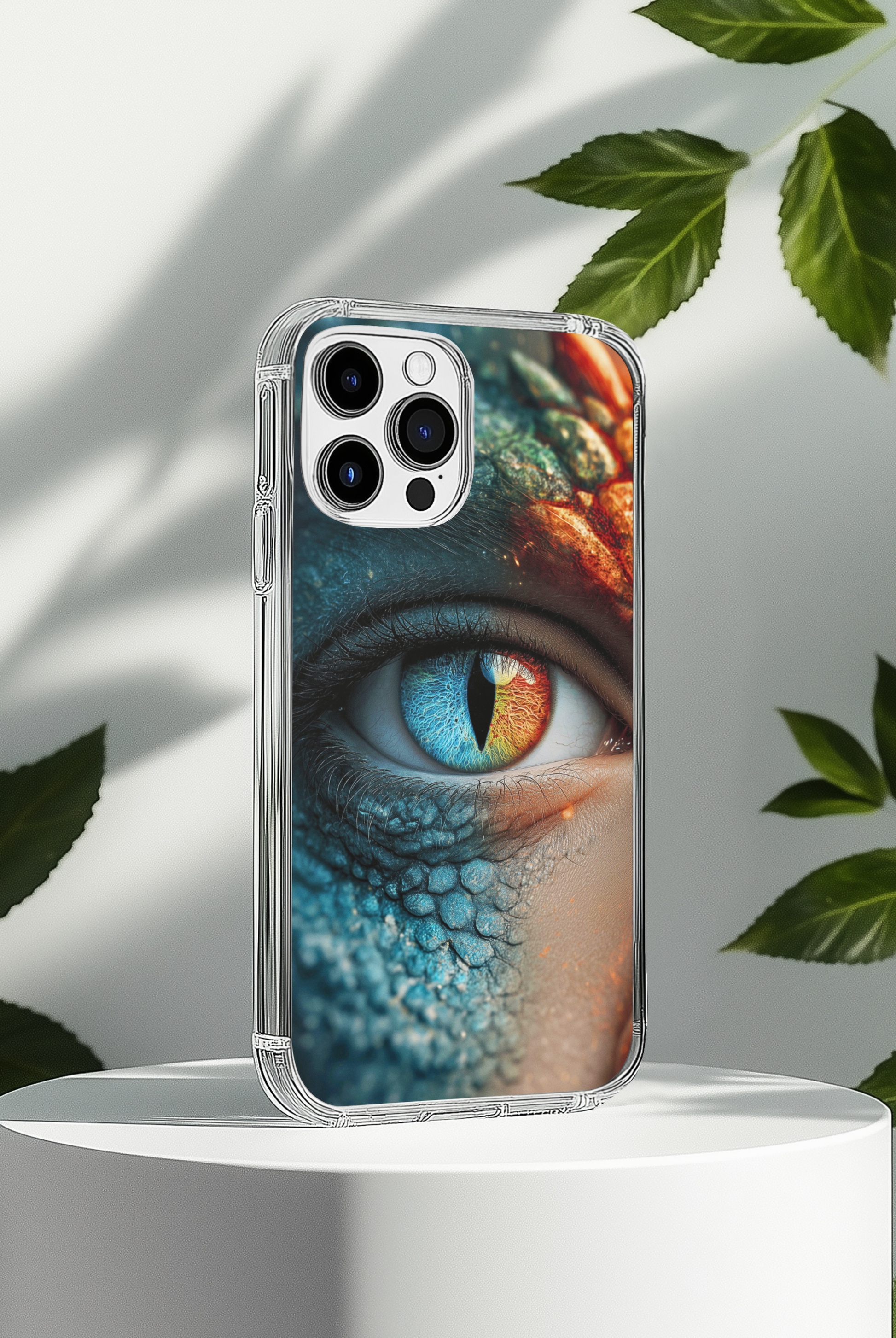 Clear iPhone case with dragon eye insert - fantasy phone aesthetic
