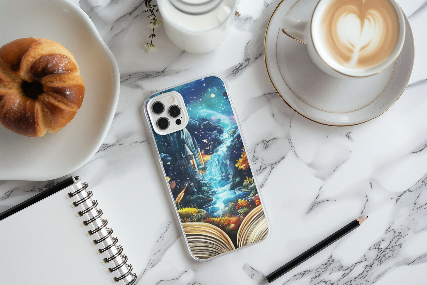 Enchanted Storybook Phone Insert | Glowing Castle Fantasy Art for Clear iPhone Cases