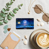 Moon ocean card skin close-up showing holographic shimmer by The Sticker Era