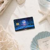 Moon ocean card skin sizing and application, fits any standard card, by The Sticker Era