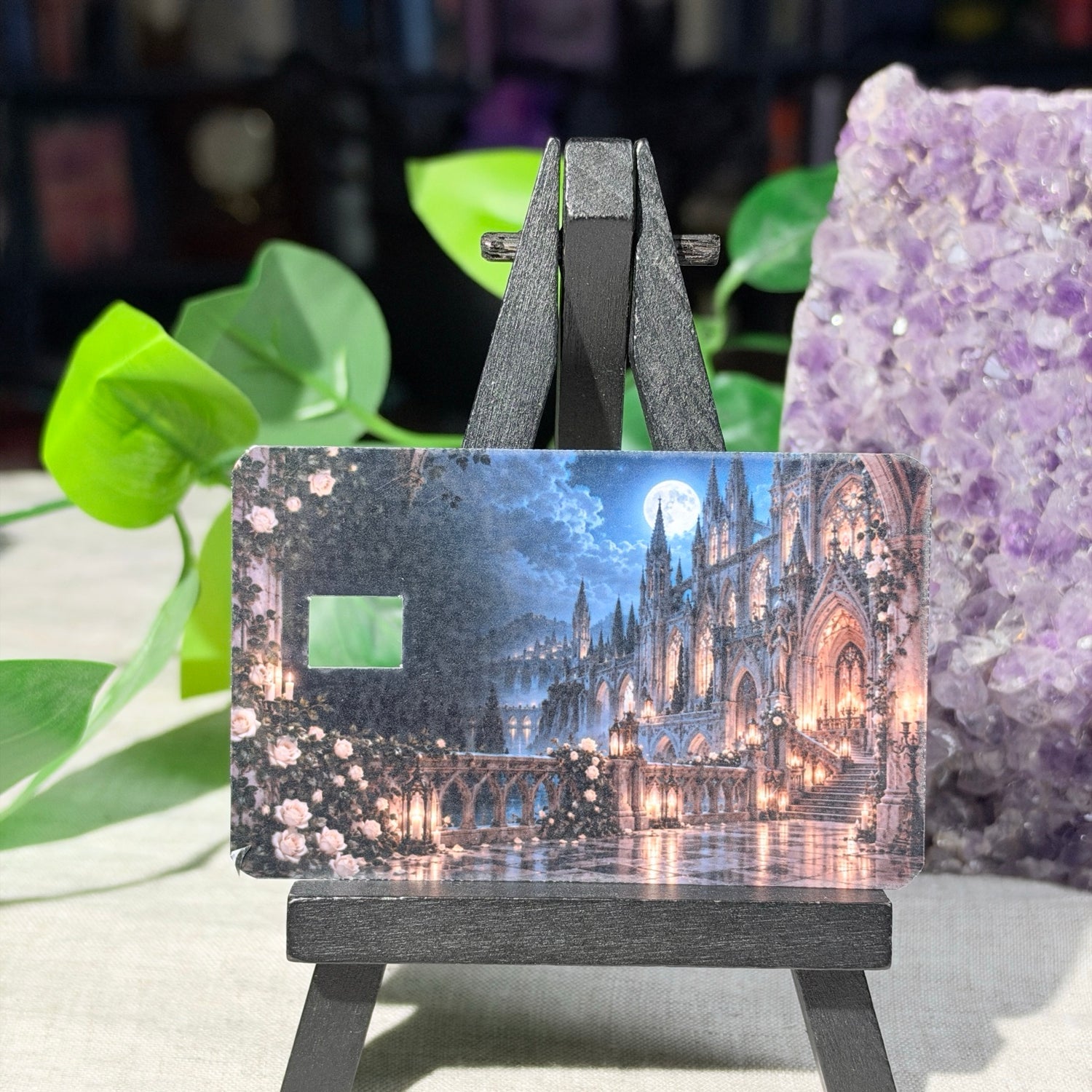 Moonlit Castle Card Skin – Gothic Cathedral & Roses Debit & Credit Card Sticker by The Sticker Era