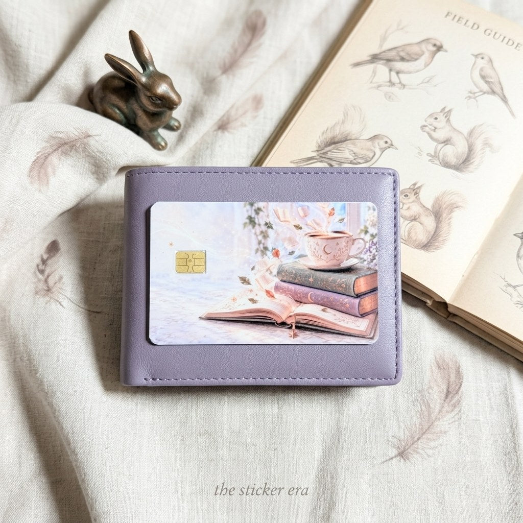 Morning Read Card Skin – Teacup & Books Debit & Credit Card Sticker by The Sticker Era
