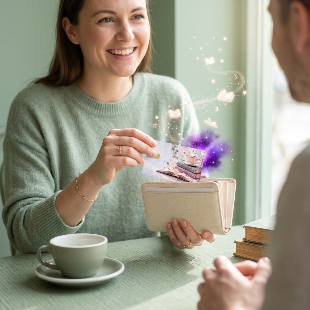Morning Read Card Skin – Teacup & Books Debit & Credit Card Sticker by The Sticker Era