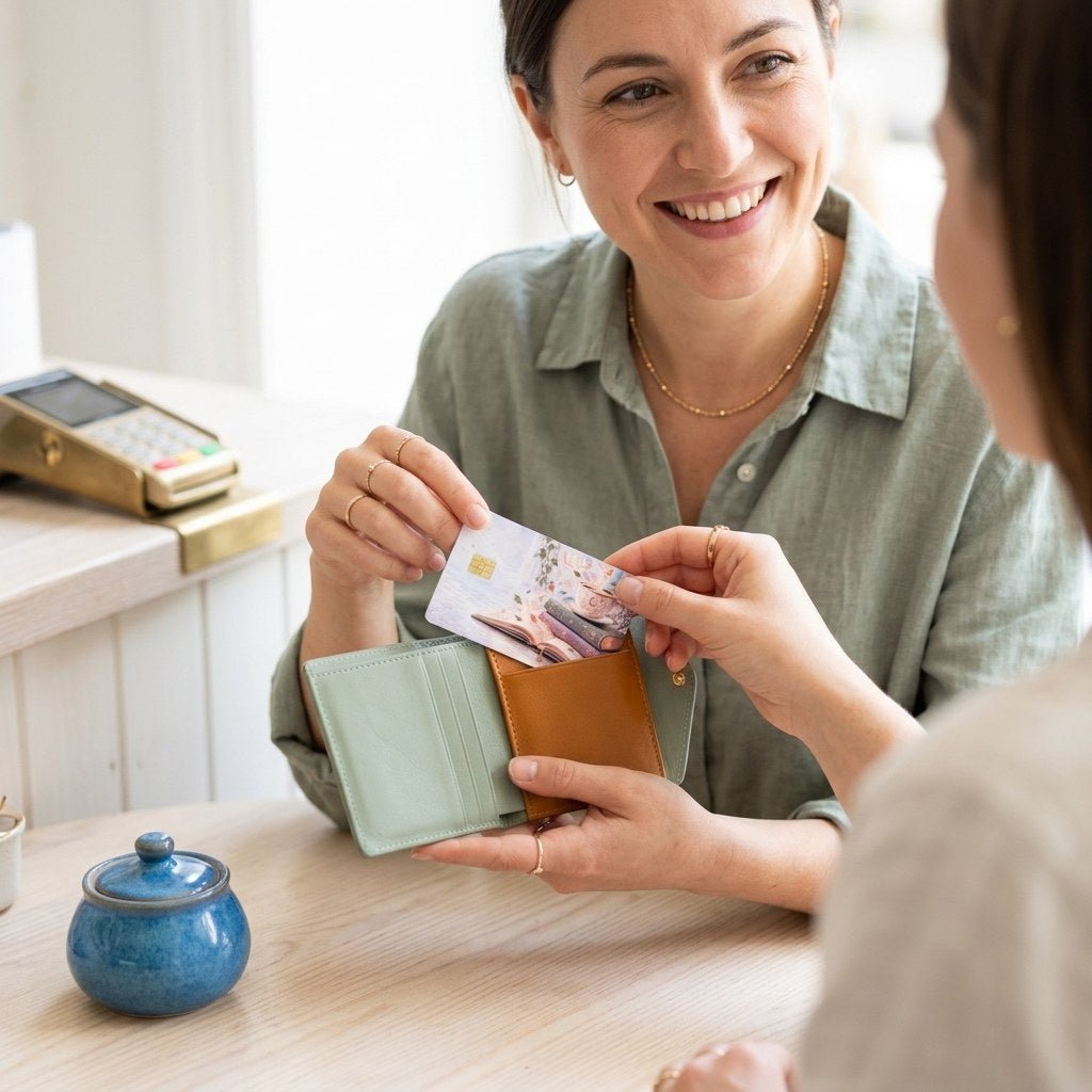 Morning Read Card Skin – Teacup & Books Debit & Credit Card Sticker by The Sticker Era