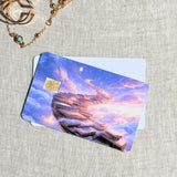 Two book staircase card skins stacked to show the standard and sparkle finishes