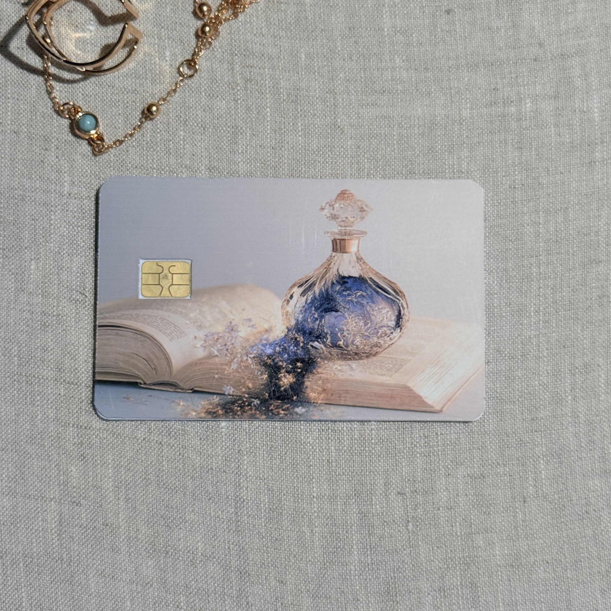 Dream Bottle Card Skin – Soft Blue Perfume Debit & Credit Card Sticker by The Sticker Era