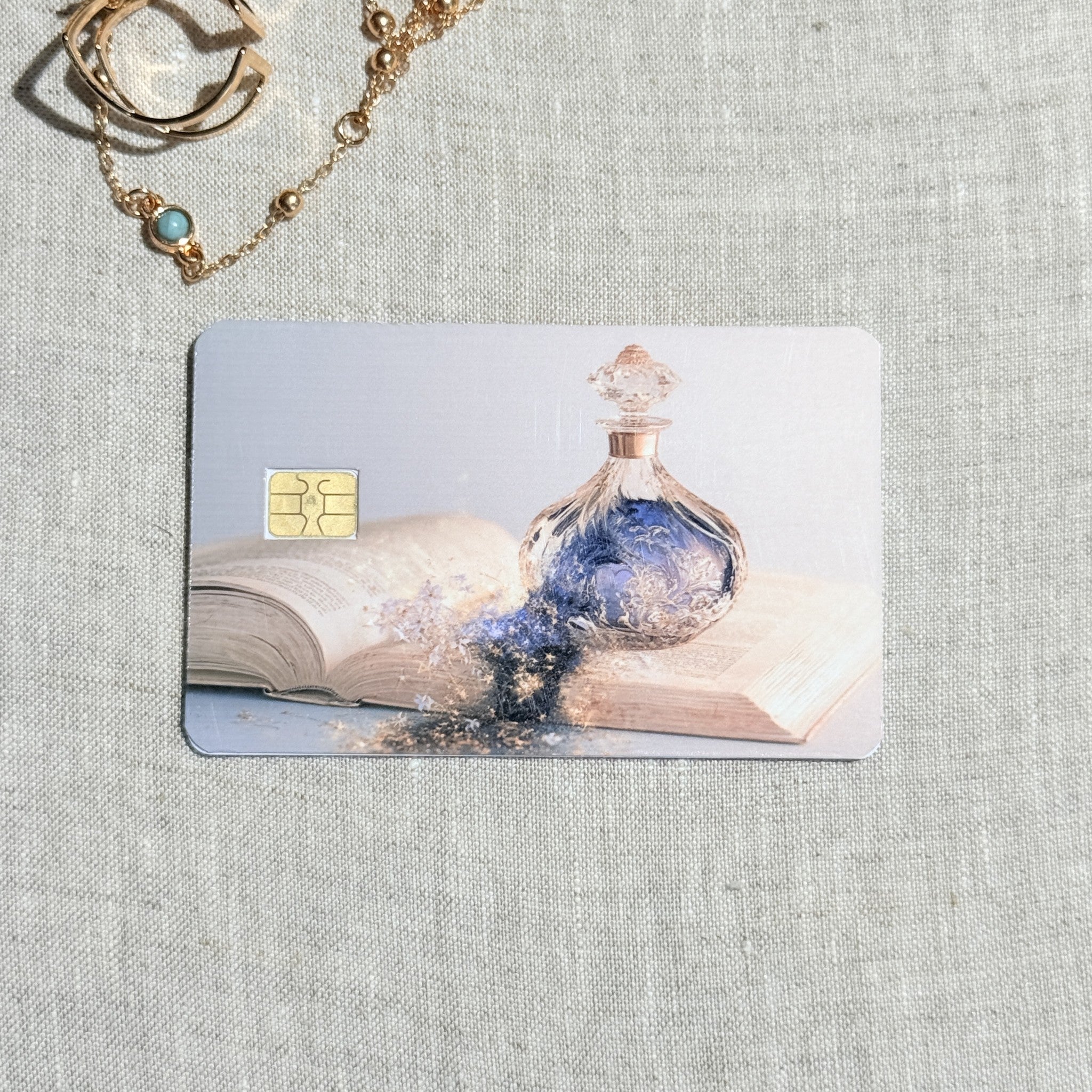 Dream Bottle Card Skin – Soft Blue Perfume Debit & Credit Card Sticker by The Sticker Era