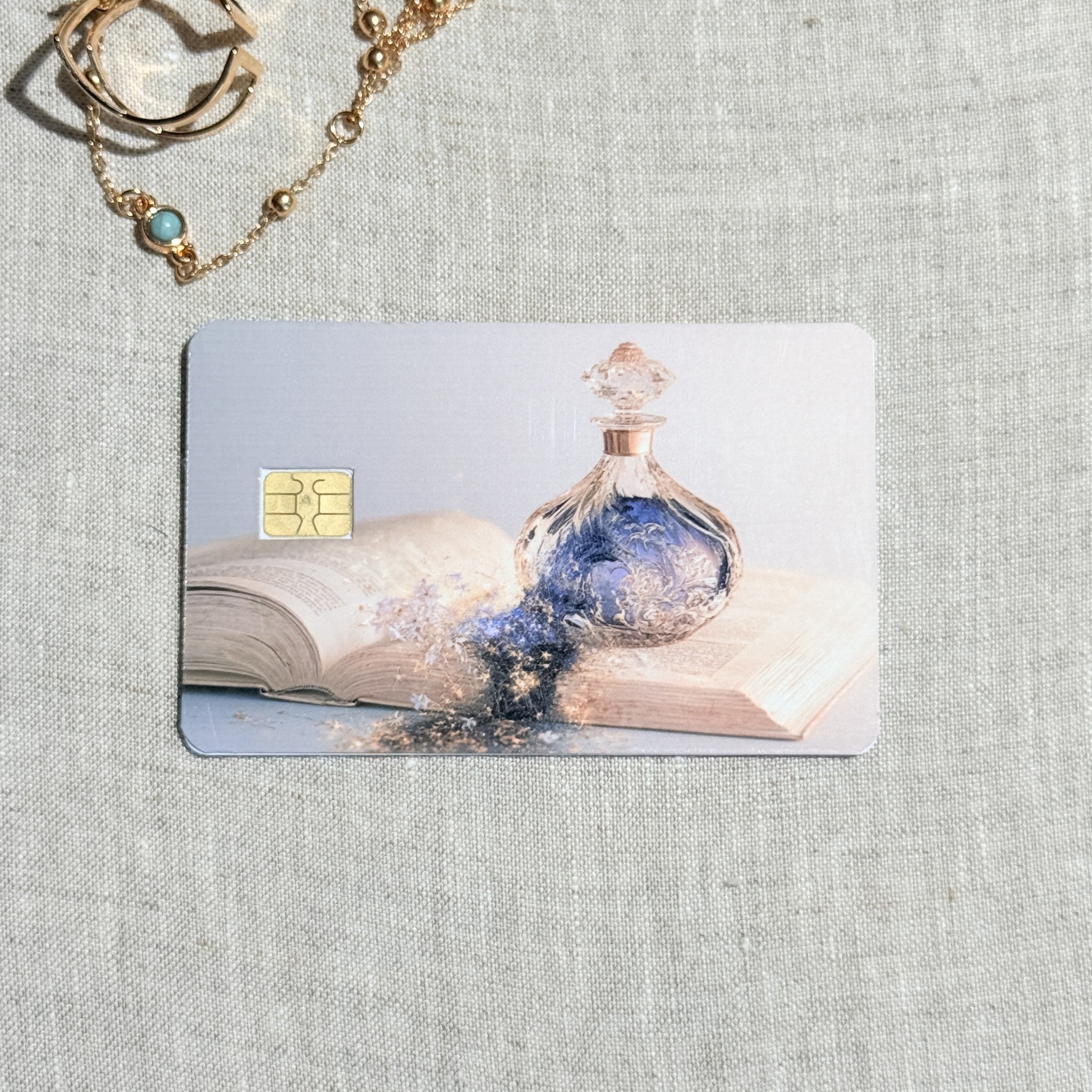 Dream Bottle Card Skin – Soft Blue Perfume Debit & Credit Card Sticker by The Sticker Era