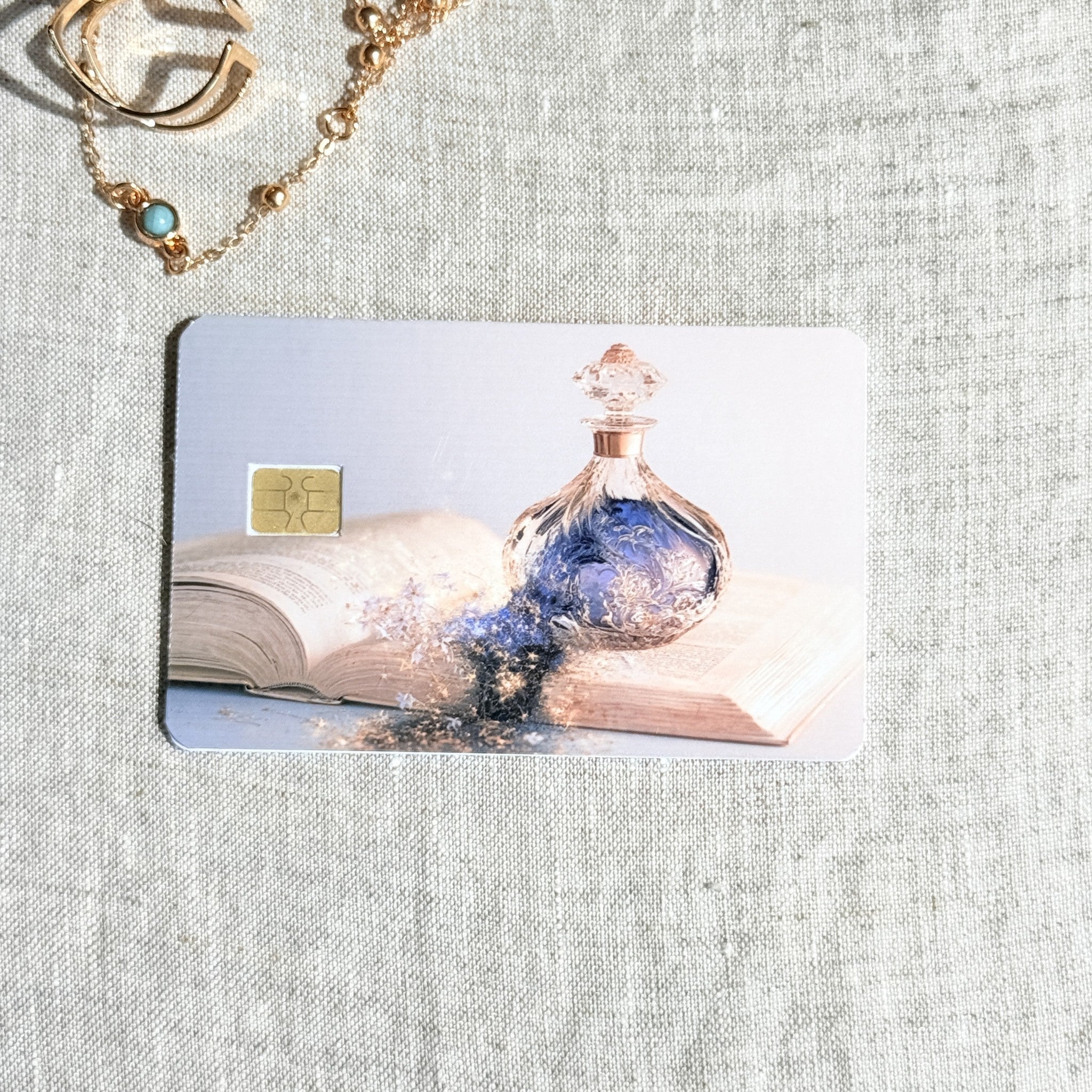 Dream Bottle Card Skin – Soft Blue Perfume Debit & Credit Card Sticker by The Sticker Era