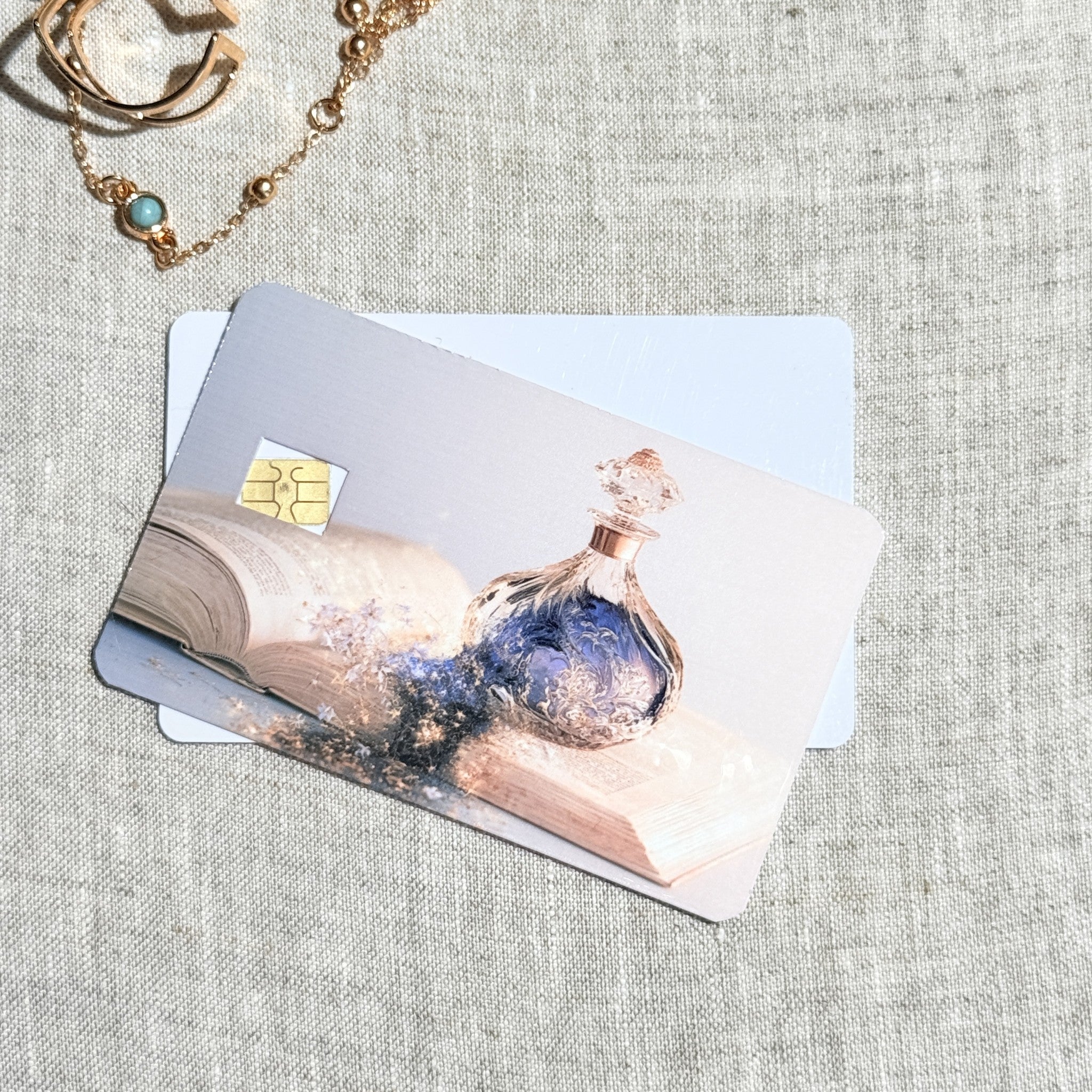 Dream Bottle Card Skin – Soft Blue Perfume Debit & Credit Card Sticker by The Sticker Era