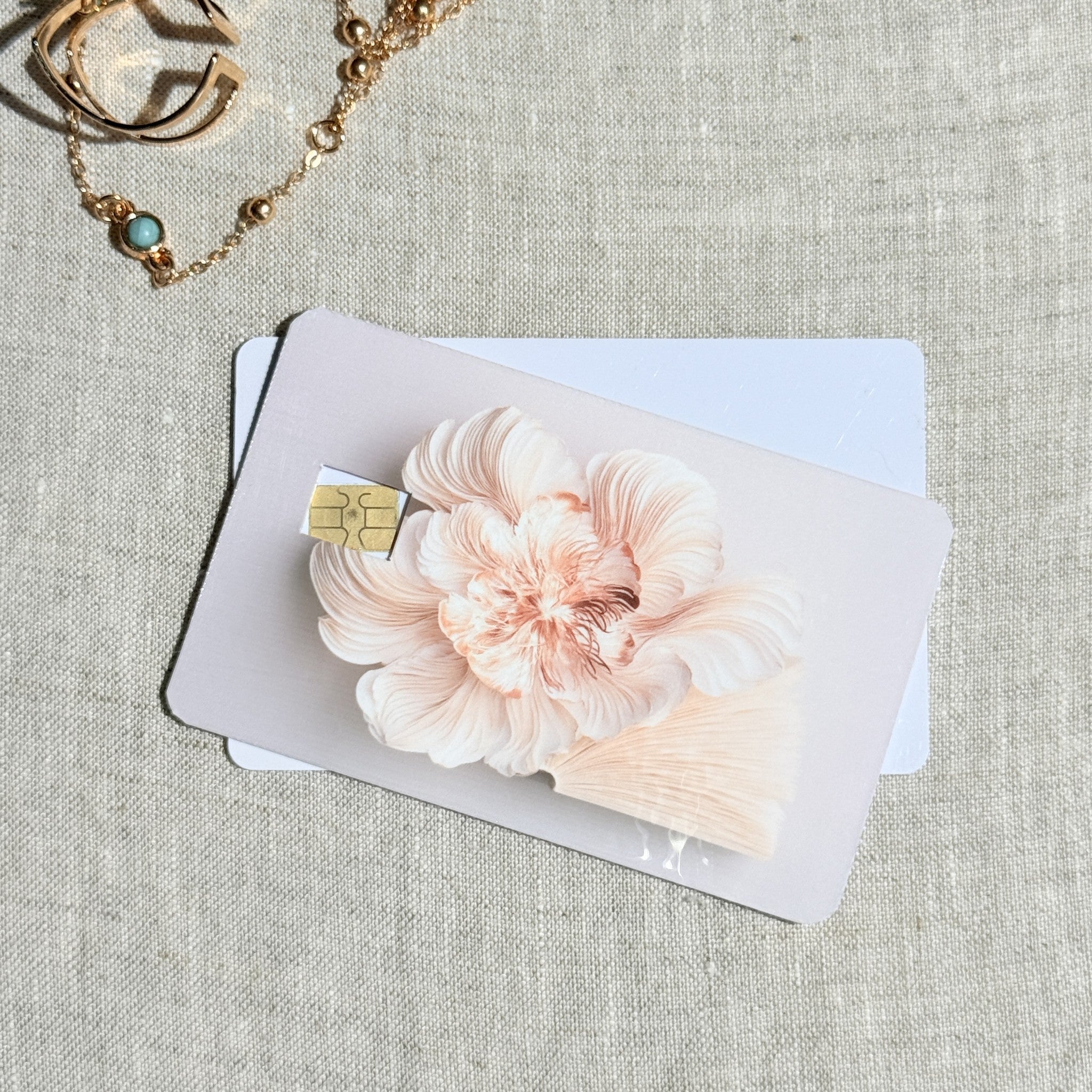Close up of the peony petals and the chip cutout