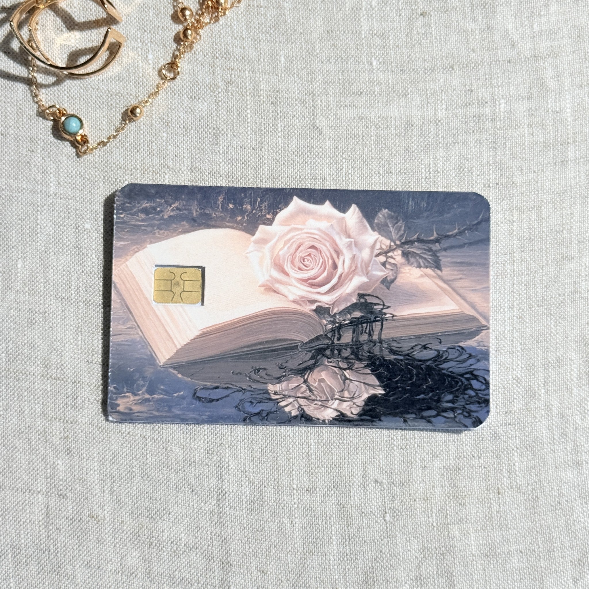 Rose and Reflection Card Skin – Moonlit Water Debit & Credit Card Sticker by The Sticker Era