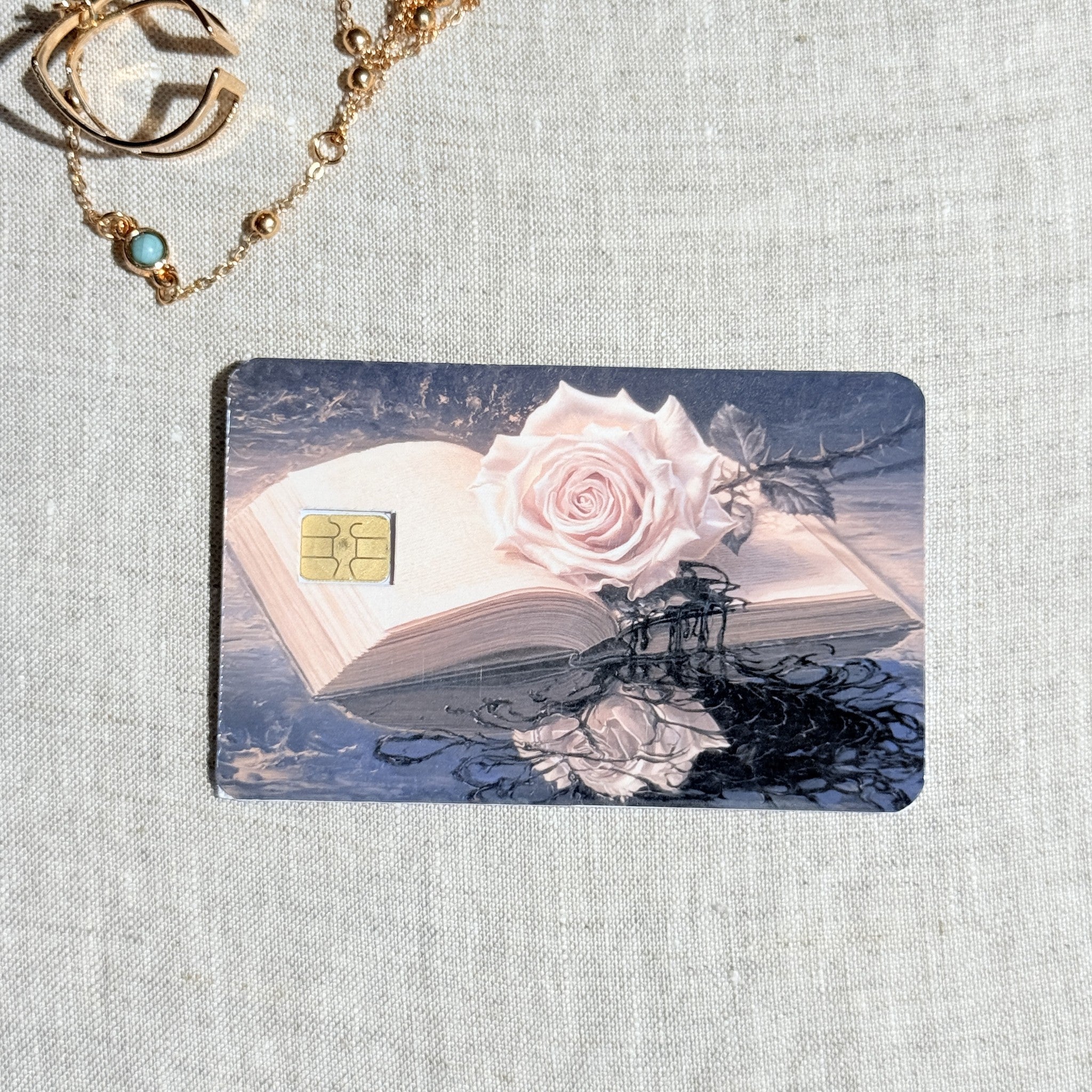 Rose and Reflection Card Skin – Moonlit Water Debit & Credit Card Sticker by The Sticker Era