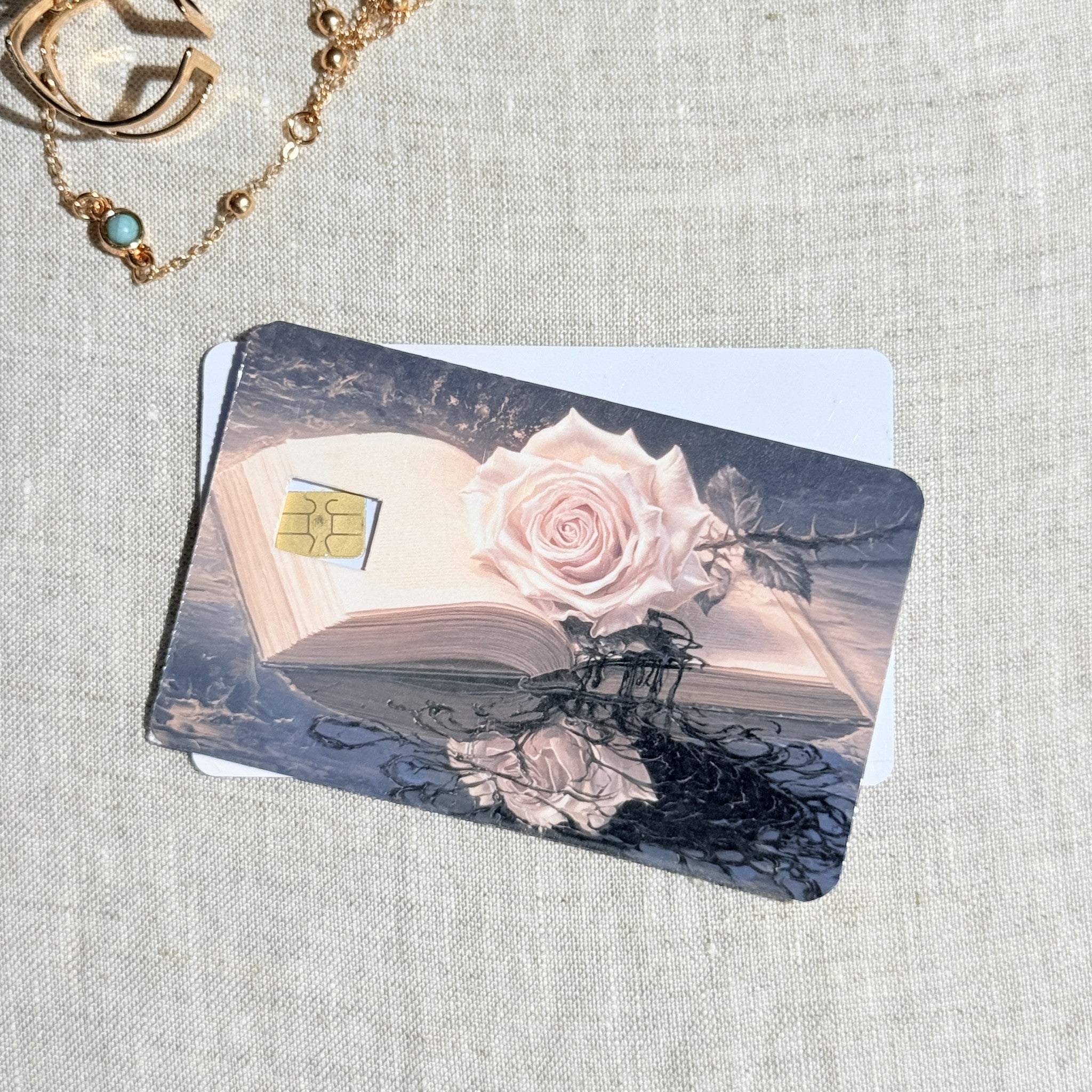Rose and Reflection Card Skin – Moonlit Water Debit & Credit Card Sticker by The Sticker Era