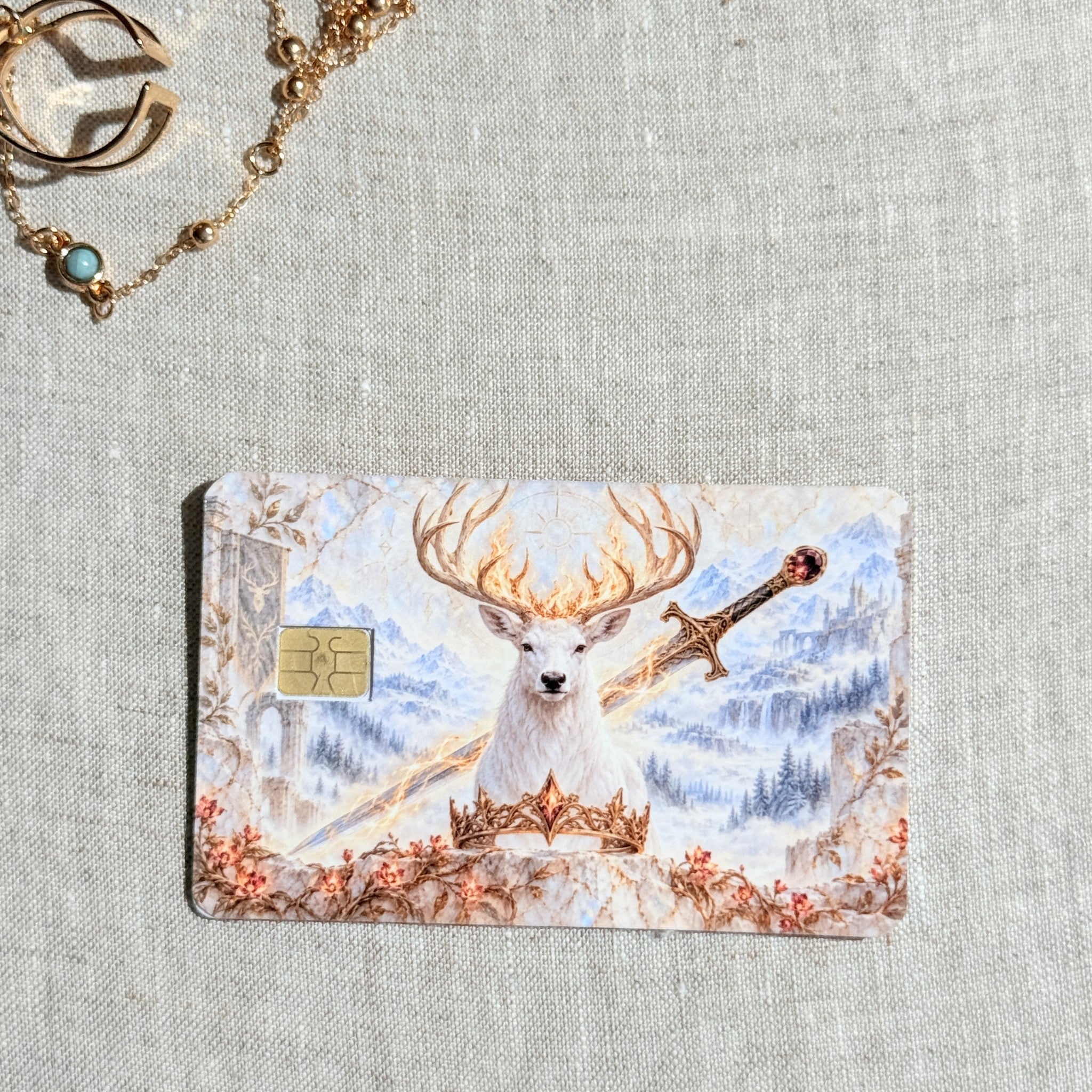 Winter Stag Card Skin – Crown and Blade Debit & Credit Card Sticker by The Sticker Era