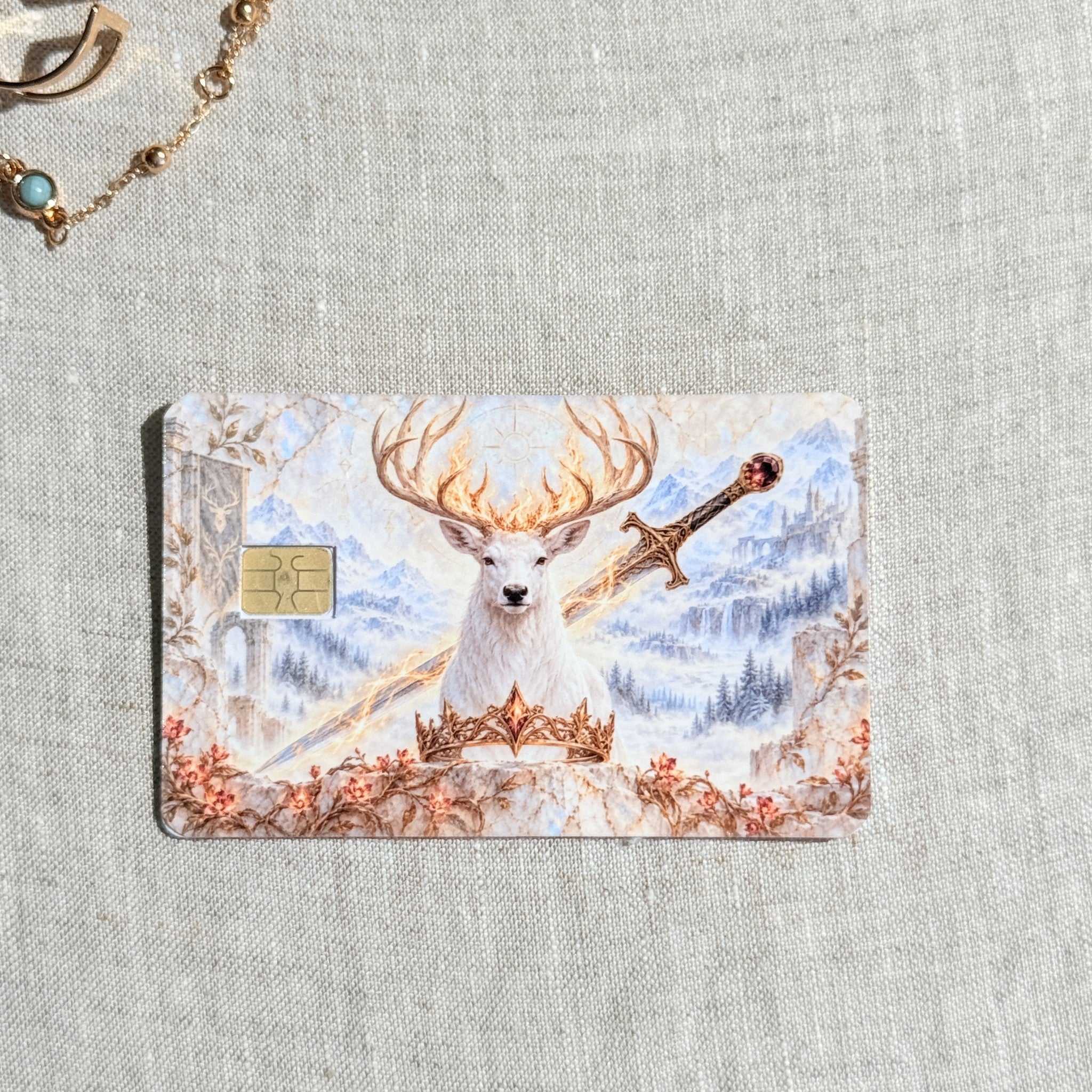 Winter Stag Card Skin – Crown and Blade Debit & Credit Card Sticker by The Sticker Era