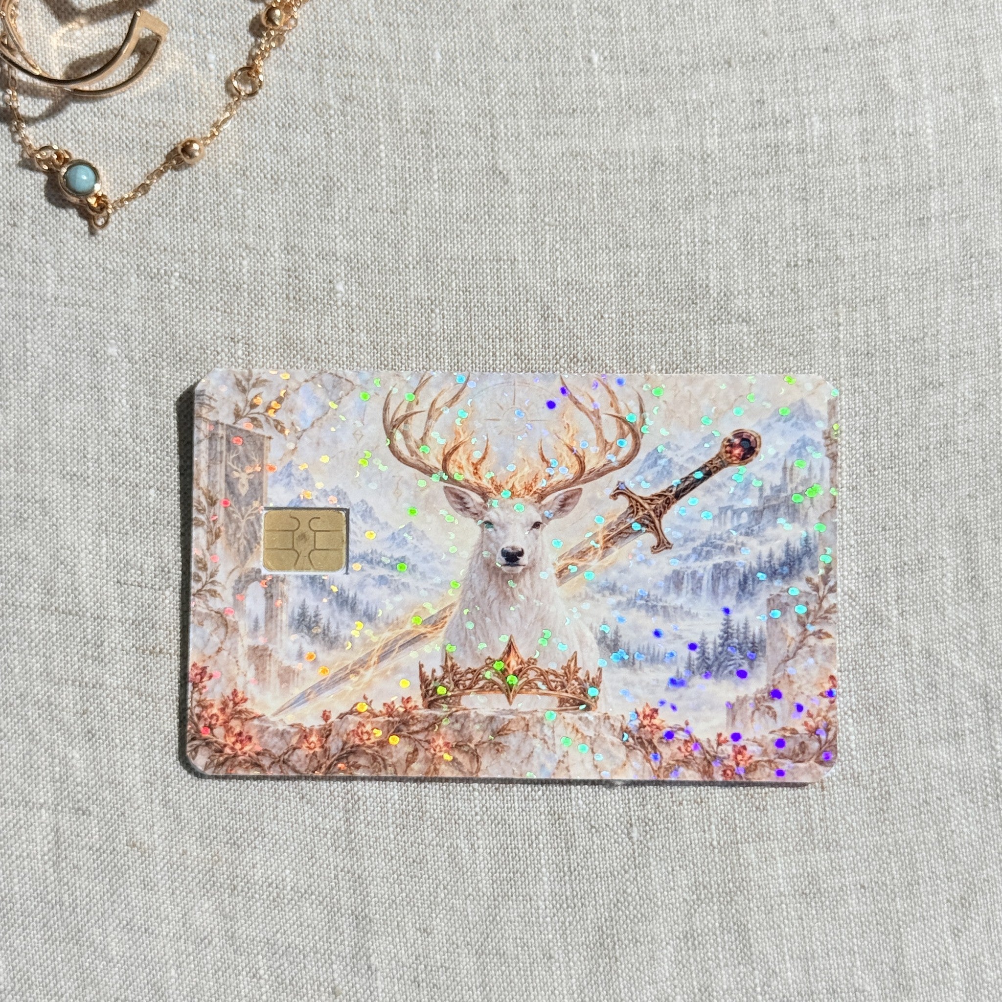 Winter Stag Card Skin – Crown and Blade Debit & Credit Card Sticker by The Sticker Era