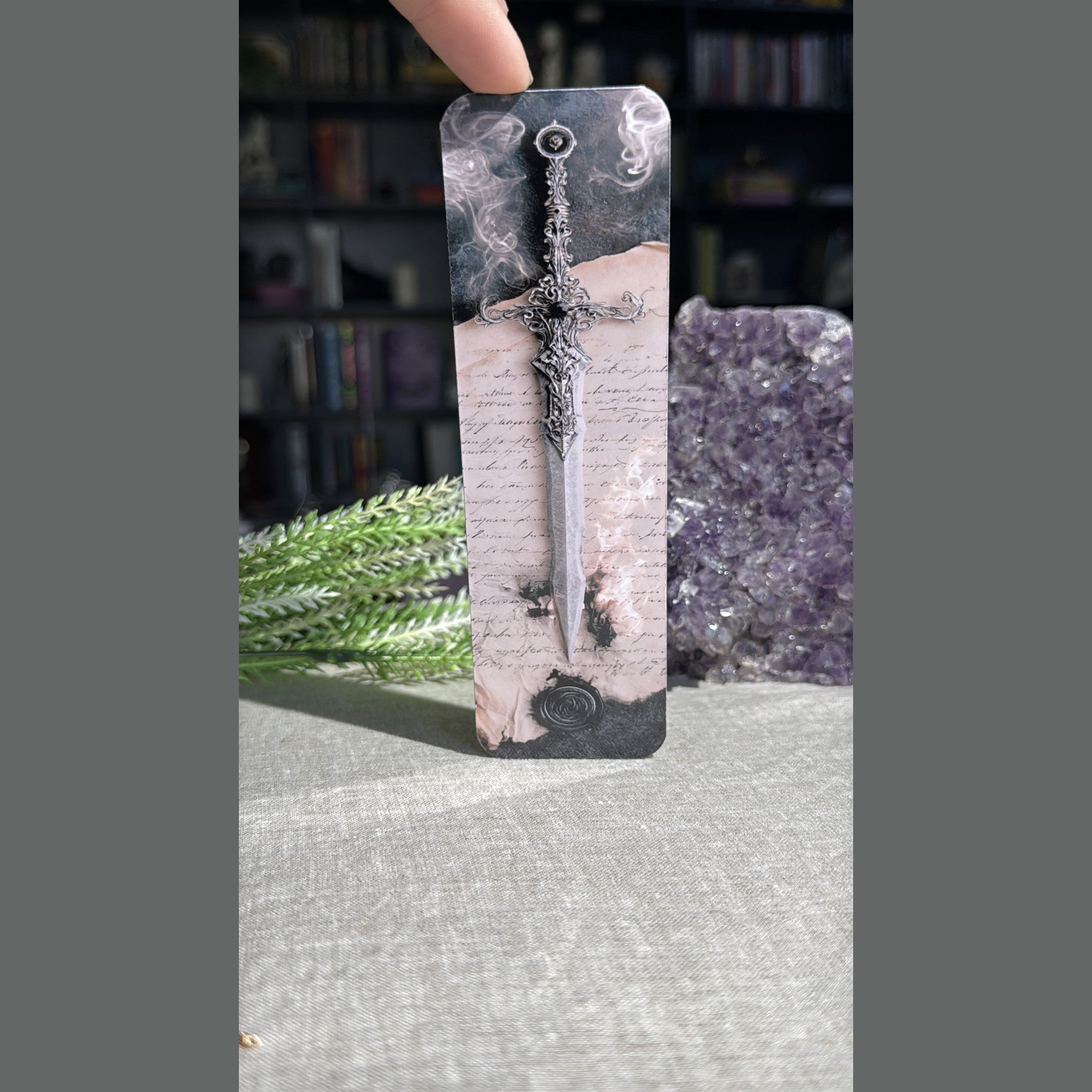 Dagger Bookmark – Old Letter & Blade Laminated Page Marker by The Sticker Era