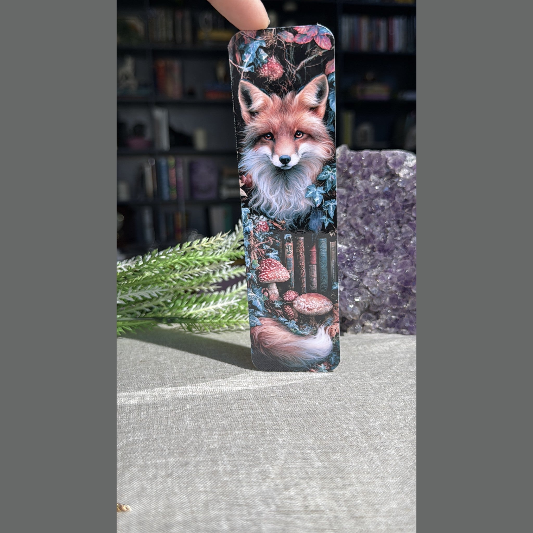 Fox Bookmark – Mushroom Forest Laminated Page Marker by The Sticker Era