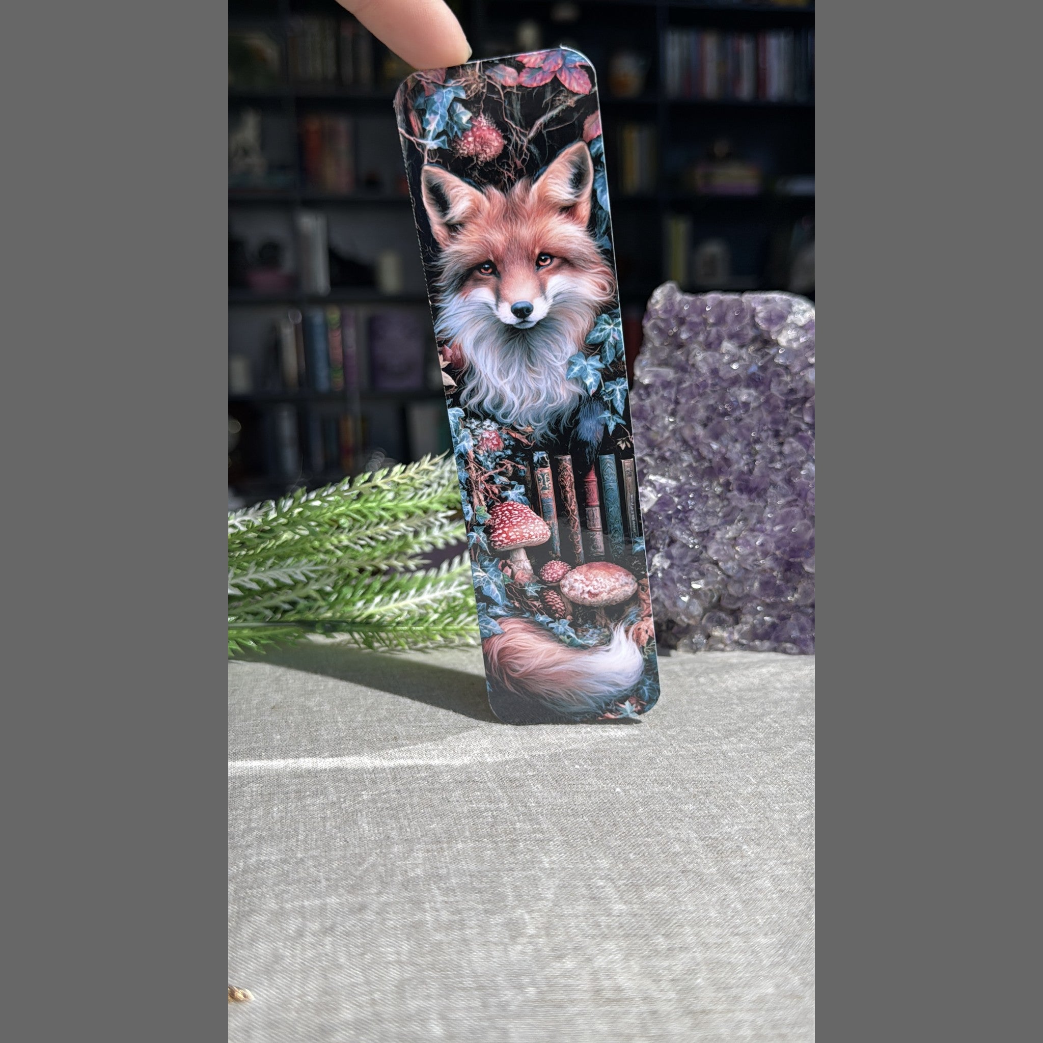 Fox Bookmark – Mushroom Forest Laminated Page Marker by The Sticker Era