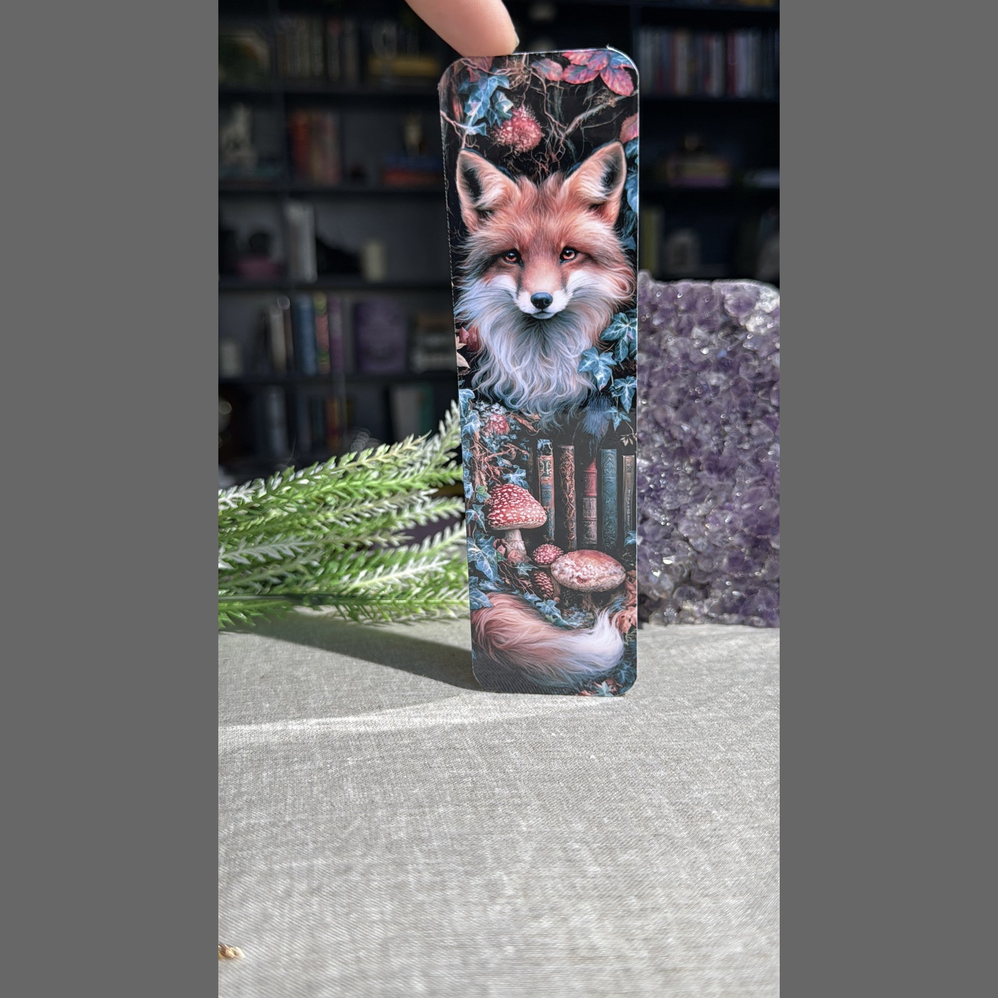 Fox Bookmark – Mushroom Forest Laminated Page Marker by The Sticker Era