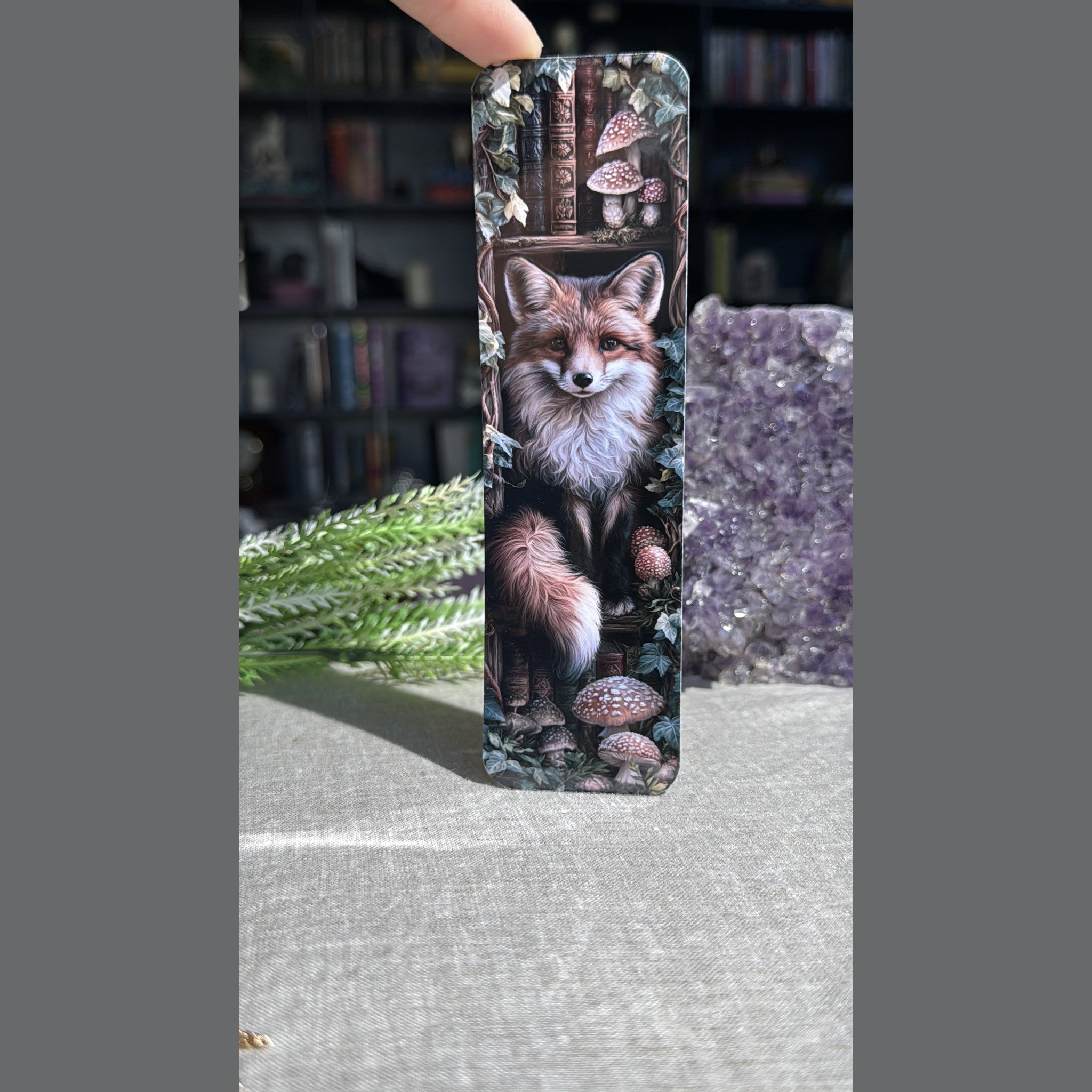 Fox Bookmark – Mushroom Forest Laminated Page Marker by The Sticker Era