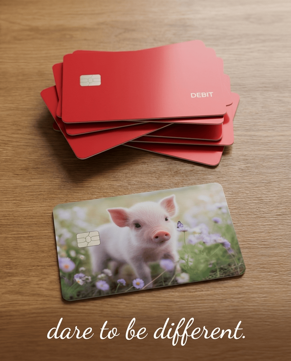 Cute Baby Piglet Wildflower Card Skin by The Sticker Era