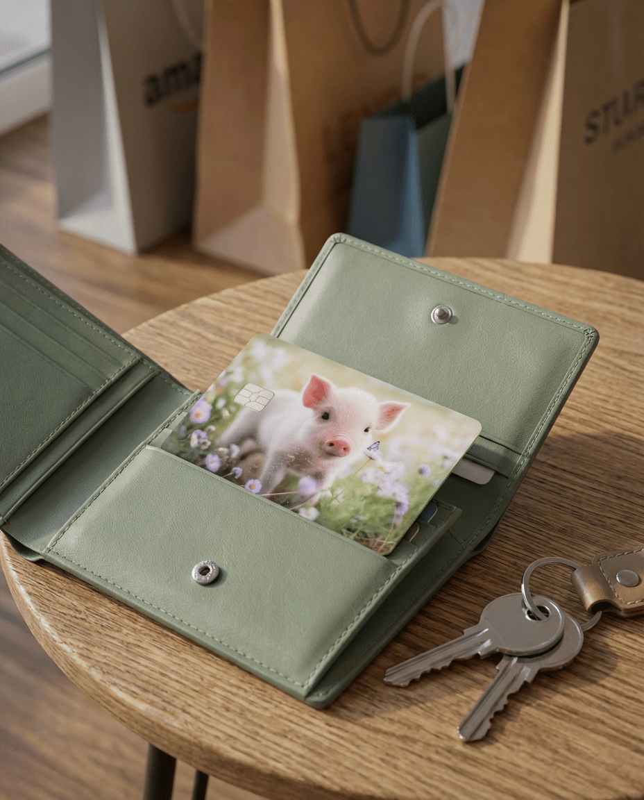 Cute Baby Piglet Wildflower Card Skin by The Sticker Era