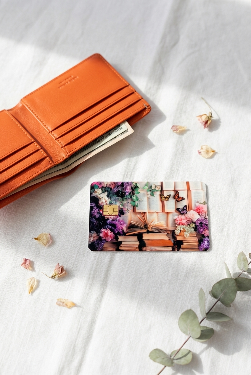 Bookish Floral Butterfly Card Skin – Sticker Era