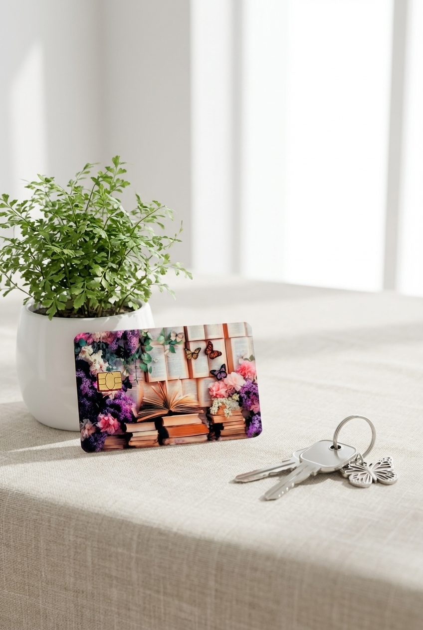 Bookish Floral Butterfly Card Skin – Sticker Era