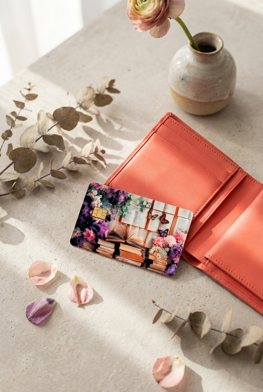 Bookish Floral Butterfly Card Skin – Sticker Era