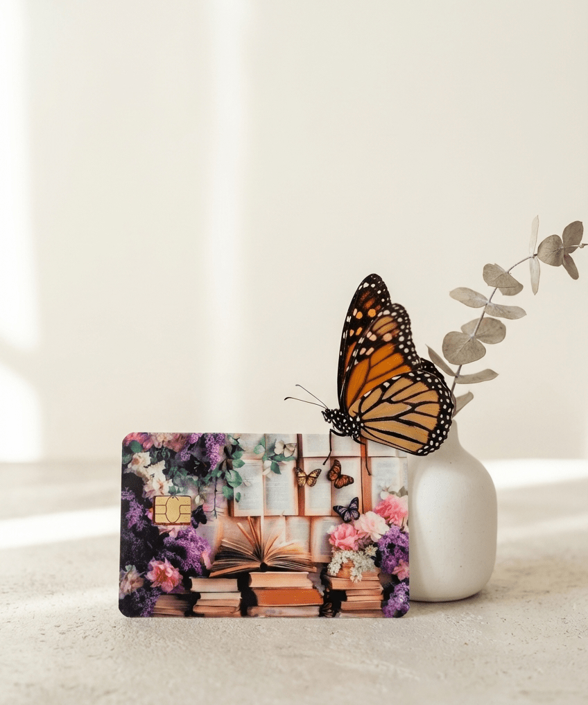 Bookish Floral Butterfly Card Skin by The Sticker Era