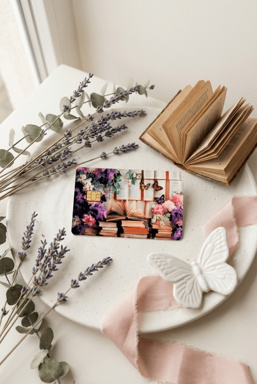 Bookish Floral Butterfly Card Skin by The Sticker Era