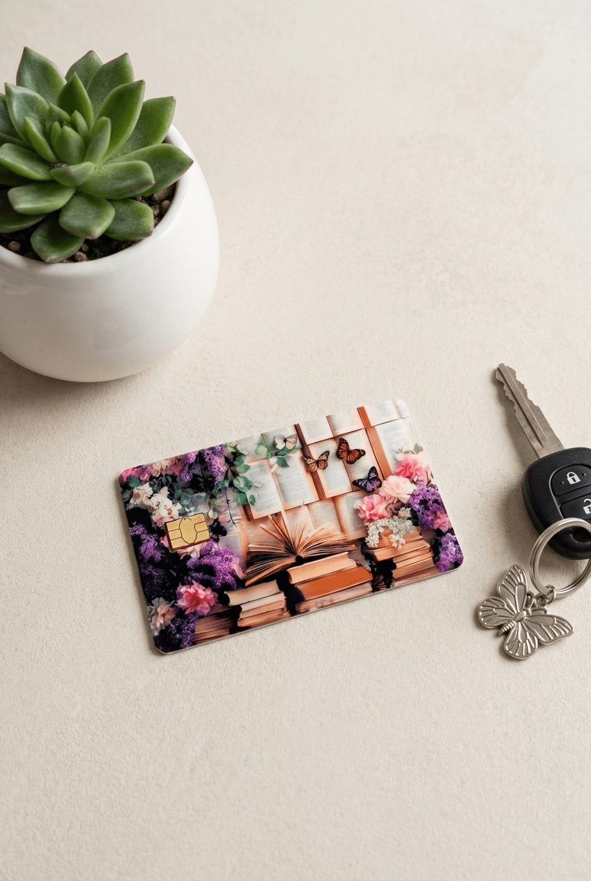 Bookish Floral Butterfly Card Skin by The Sticker Era