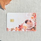 Close up of the latte and acorn detail with the chip cutout