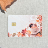 Pumpkin spice latte card skin showing the soft cream marble background