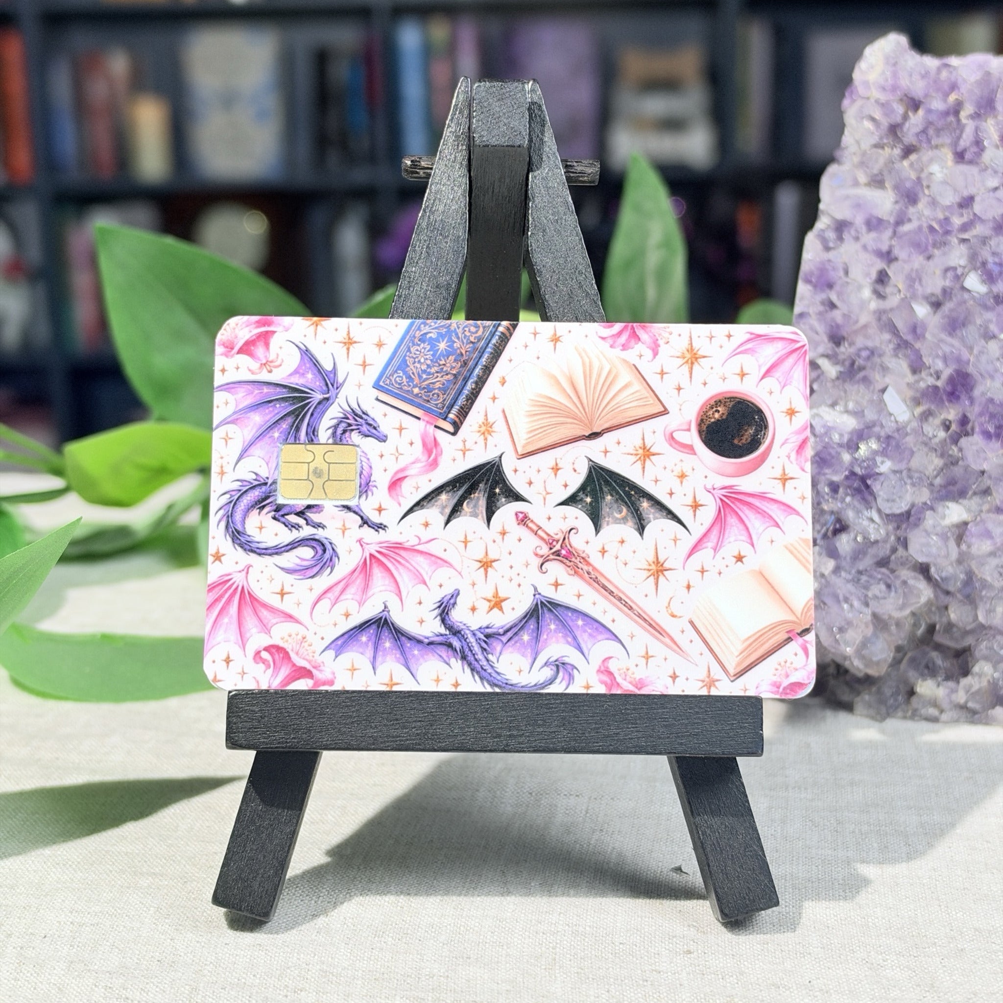 Purple Dragon Card Skin – Pink Romantasy Pattern Debit & Credit Card Sticker by The Sticker Era
