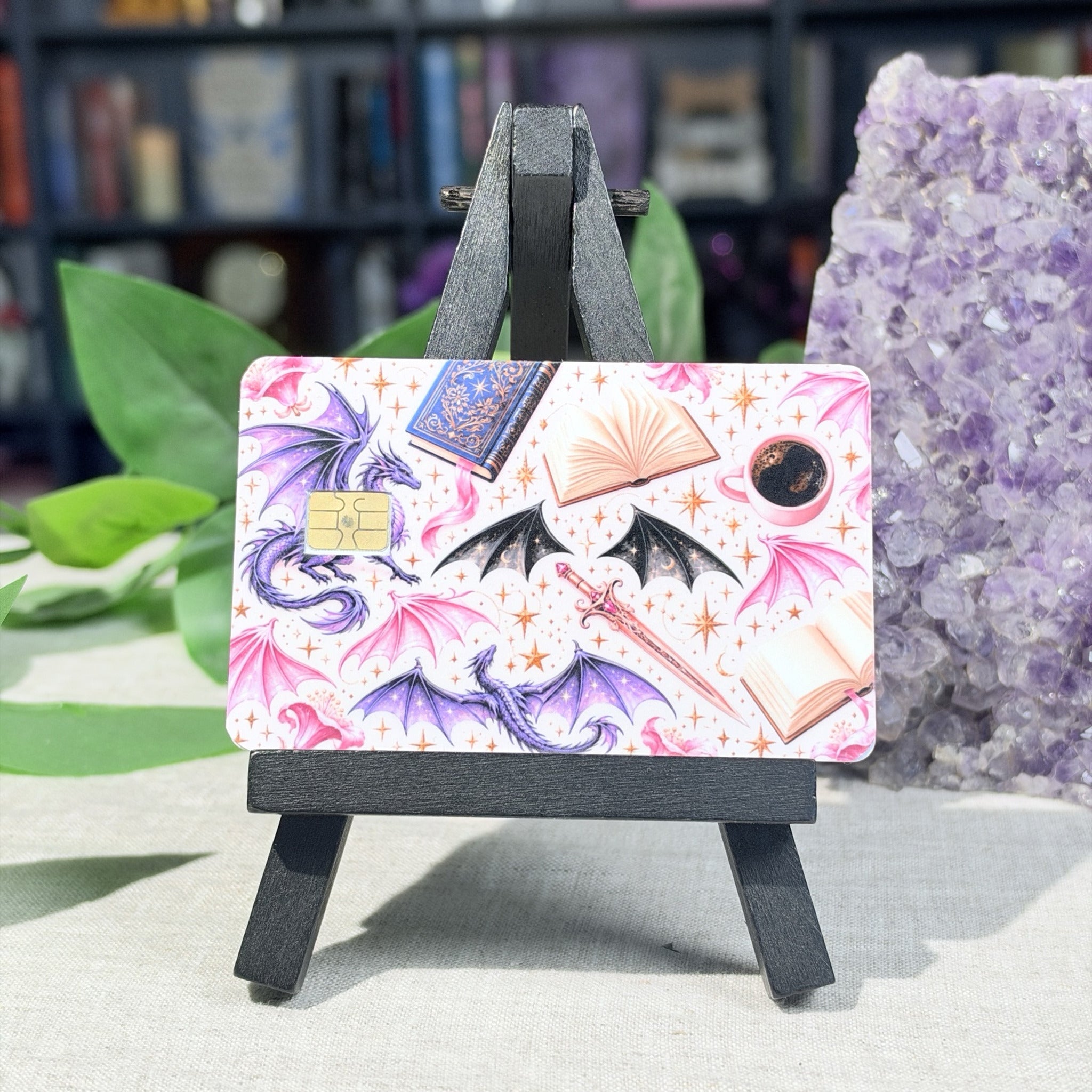 Purple Dragon Card Skin – Pink Romantasy Pattern Debit & Credit Card Sticker by The Sticker Era